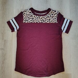 Burgundy Leopard Print Kids Shirt